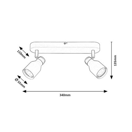 Rabalux - Spota gaismeklis 2xGU10/15W/230V