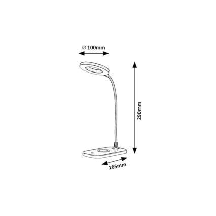 Rabalux - LED Aptumšojama skārienvadāma galda lampa ar ar bezvadu uzlādi LED/5W/5V 2700-6000K, melna