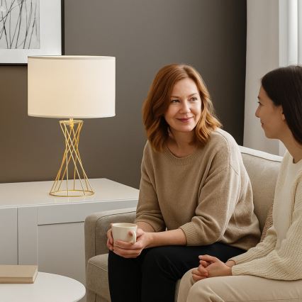 Rabalux - Galda lampa 1xE27/40W/230V zeltaina/balta