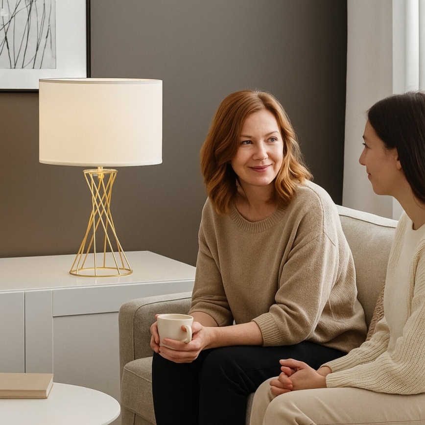 Rabalux - Galda lampa 1xE27/40W/230V zeltaina/balta