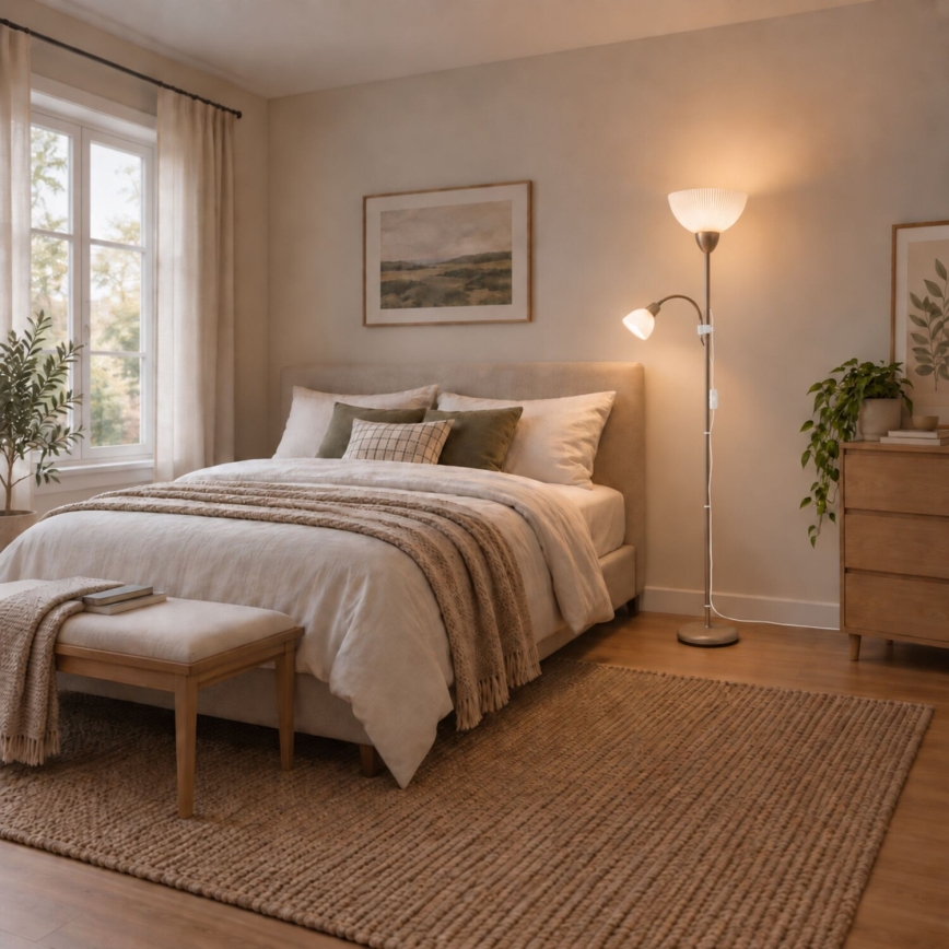 Rabalux - Grīdas lampa 1xE27/60W/230V + 1xE14/25W bēša