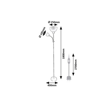Rabalux - Grīdas lampa 1xE27/60W/230V + 1xE14/25W bēša