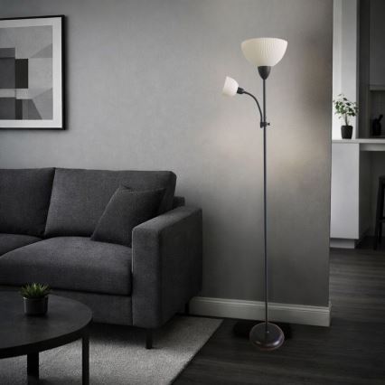 Rabalux - Melna grīdas lampa 1xE27/60W/230V + 1xE14/25W