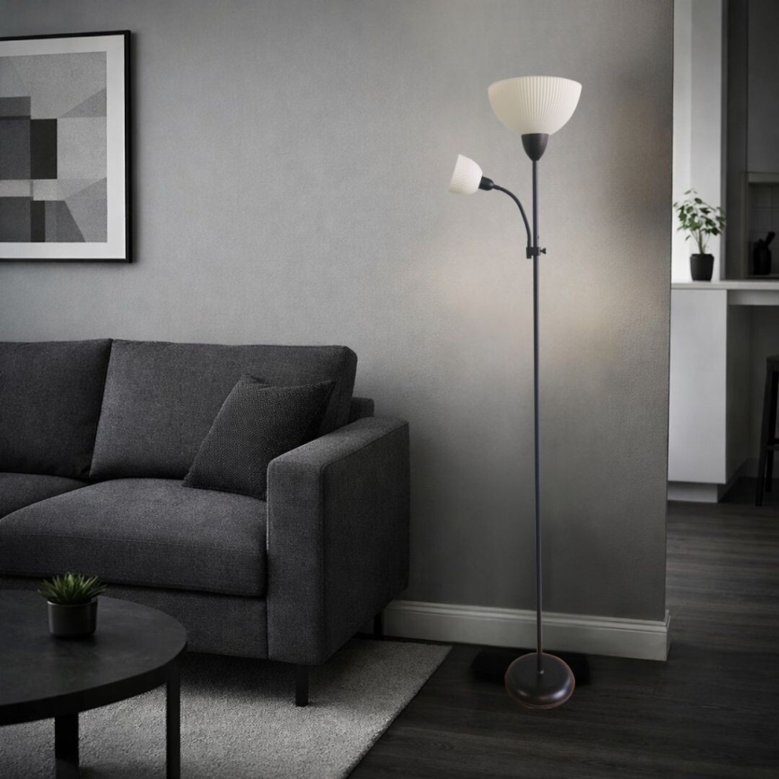 Rabalux - Melna grīdas lampa 1xE27/60W/230V + 1xE14/25W