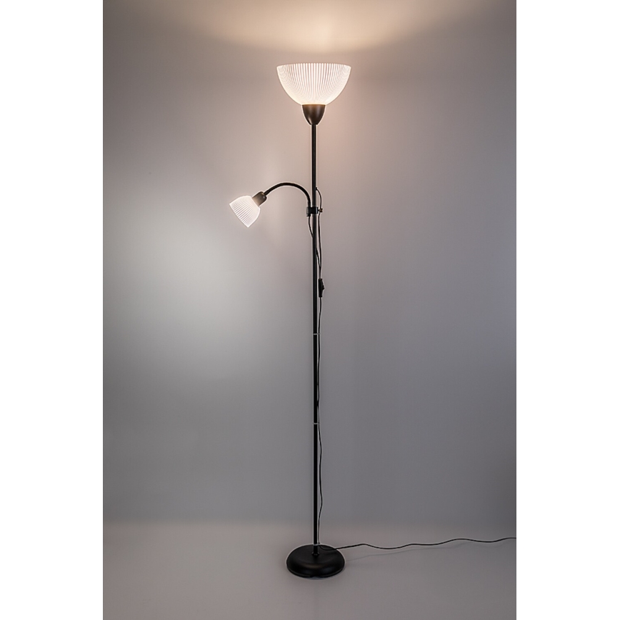 Rabalux - Melna grīdas lampa 1xE27/60W/230V + 1xE14/25W