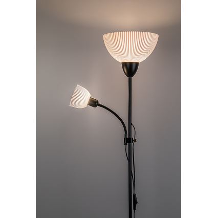 Rabalux - Melna grīdas lampa 1xE27/60W/230V + 1xE14/25W