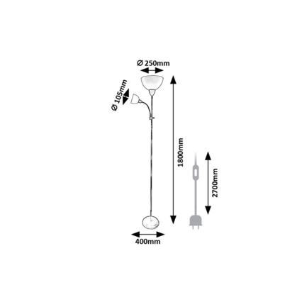 Rabalux - Melna grīdas lampa 1xE27/60W/230V + 1xE14/25W