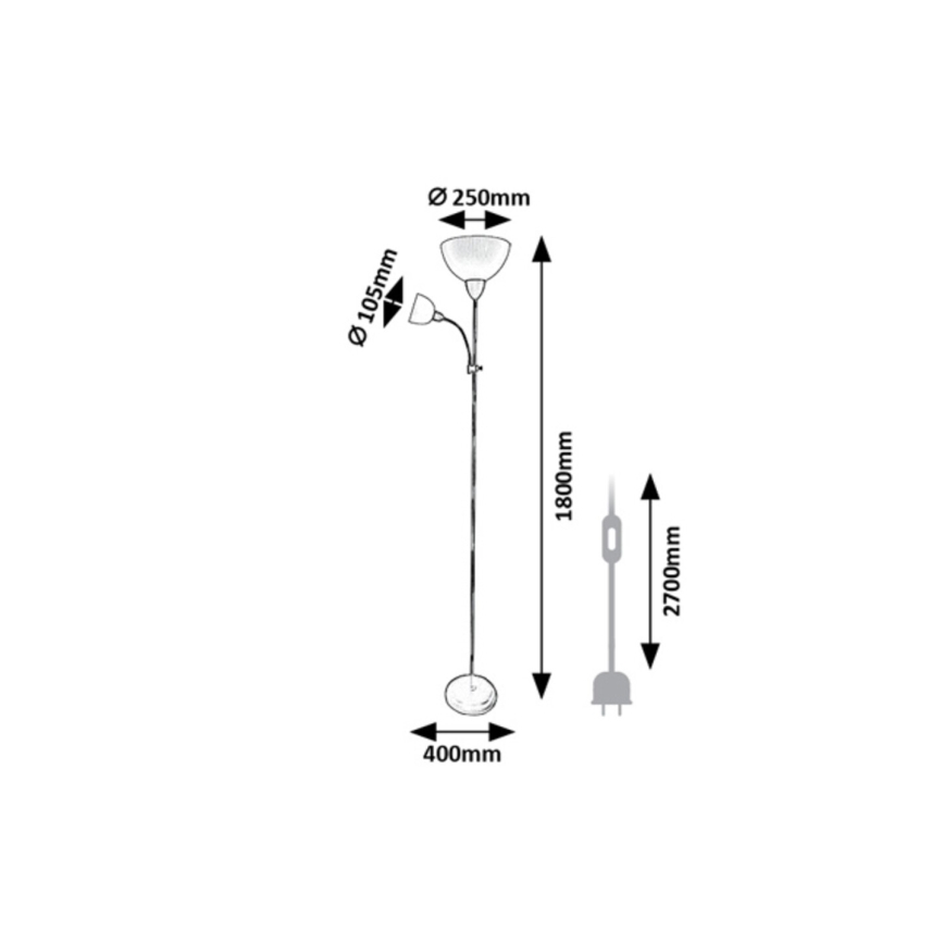 Rabalux - Melna grīdas lampa 1xE27/60W/230V + 1xE14/25W