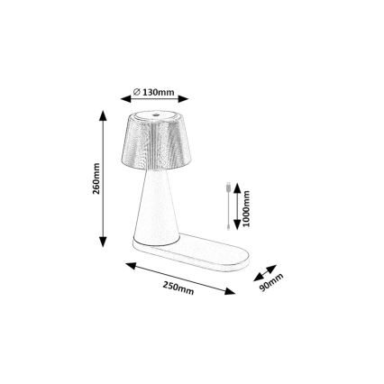 Rabalux - LED Aptumšojama, lādējama galda lampa ar bezvadu lādētāju LED/5W/5V 3000/4000/5000K