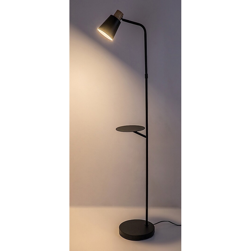 Rabalux - Grīdas stāvlampa ar plauktu 1xE27/40W/230V melna