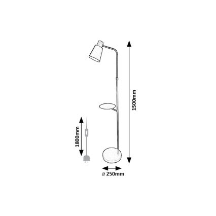 Rabalux - Grīdas stāvlampa ar plauktu 1xE27/40W/230V melna