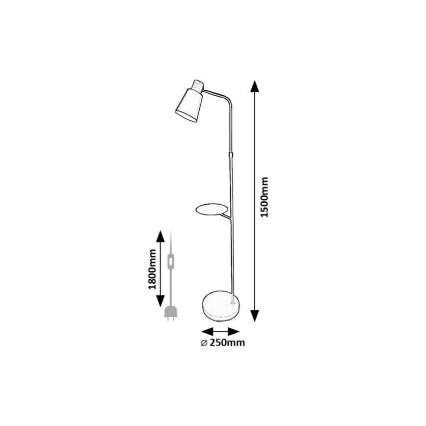 Rabalux - Grīdas stāvlampa ar plauktu 1xE27/40W/230V melna