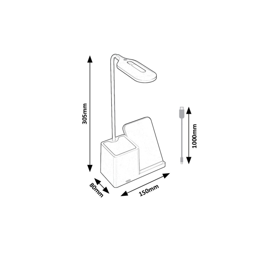 Rabalux - LED Aptumšojama galda lampa ar bezvadu uzlādi QI LED/4W/5V 3000/4000/6500K melna