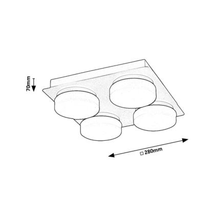 Rabalux - LED Vannas istabas griestu lampa 4xLED/5,2W/230V IP44, melna