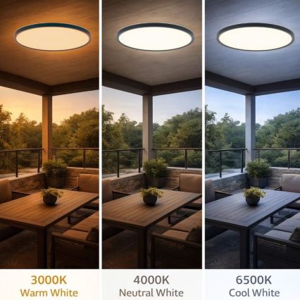 Rabalux - LED vannas istabas griestu gaismeklis LED/24W/230V 3000/4000/6000K Ø40 cm IP44 melns