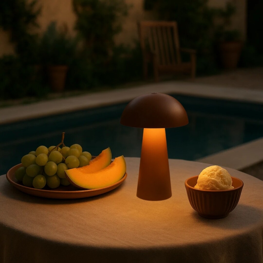 Rabalux - LED ar regulējamu spilgtumu skārienjūtīga uzlādējamā āra lampa LED/1,5W/5V IP44 1200 mAh USB brūna