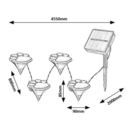 Rabalux - LED Saules enerģijas lampa 4xLED/0,06W/1,2V IP44