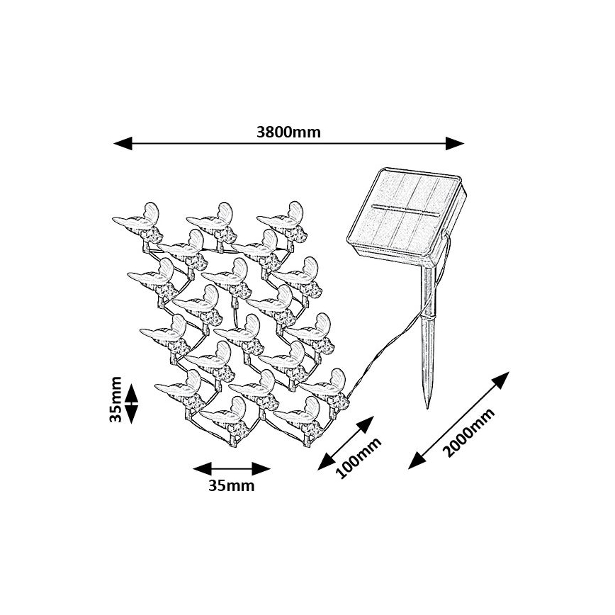 Rabalux - LED Saules enerģijas virtene 20xLED/0,06W/1,2V IP44