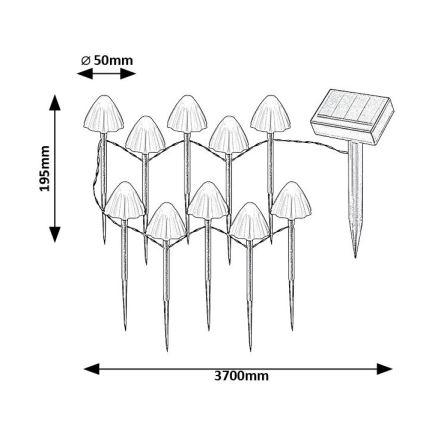 Rabalux - LED Saules enerģijas lampa 10xLED/0,2W/1,2V IP44