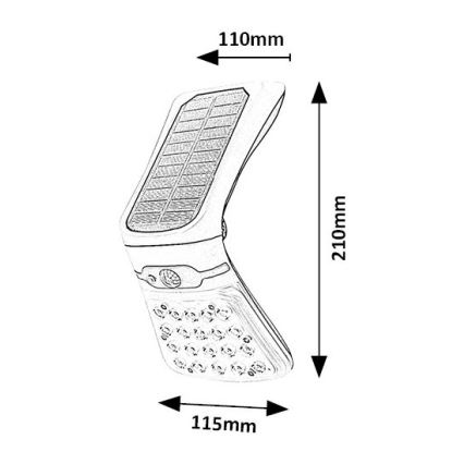 Rabalux - LED regulējams saules gaismeklis ar sensoru LED/4W/3,7V IP44 1800 mAh