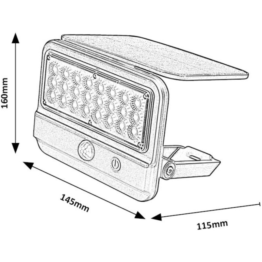 Rabalux - LED Saules enerģijas sienas lampa ar sensoru LED/7W/3,7V IP54 melna 3000 mAh
