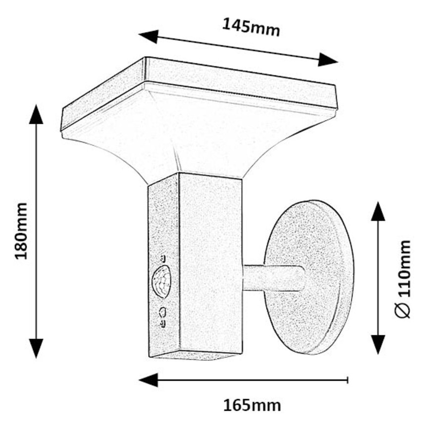 Rabalux - LED Saules enerģijas sienas lampa ar sensoru LED/4W/230V IP44 melna