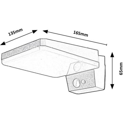 Rabalux - LED Aptumšojama saules enerģijas sienas lampa ar sensoru LED/4,4W/3,7V IP54 melna