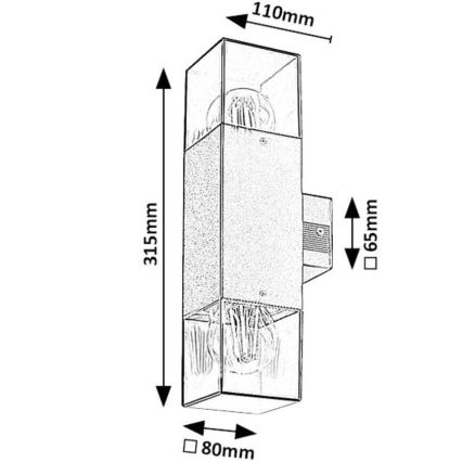 Rabalux - Āra sienas lampa 2xE27/60W/230V IP54 melna