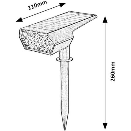 Rabalux - LED Saules enerģijas lampa LED/0,5W/3,7V IP65 melna