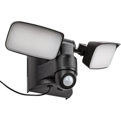 Rabalux - LED Saules enerģijas elastīga sienas lampa ar sensoru un ārējo paneli 2xLED/5W/3,7V IP54 melna