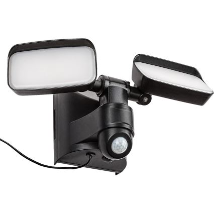 Rabalux - LED Saules enerģijas elastīga sienas lampa ar sensoru un ārējo paneli 2xLED/5W/3,7V IP54 melna