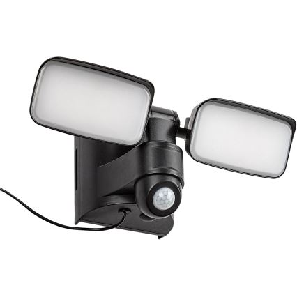 Rabalux - LED Saules enerģijas elastīga sienas lampa ar sensoru un ārējo paneli 2xLED/5W/3,7V IP54 melna