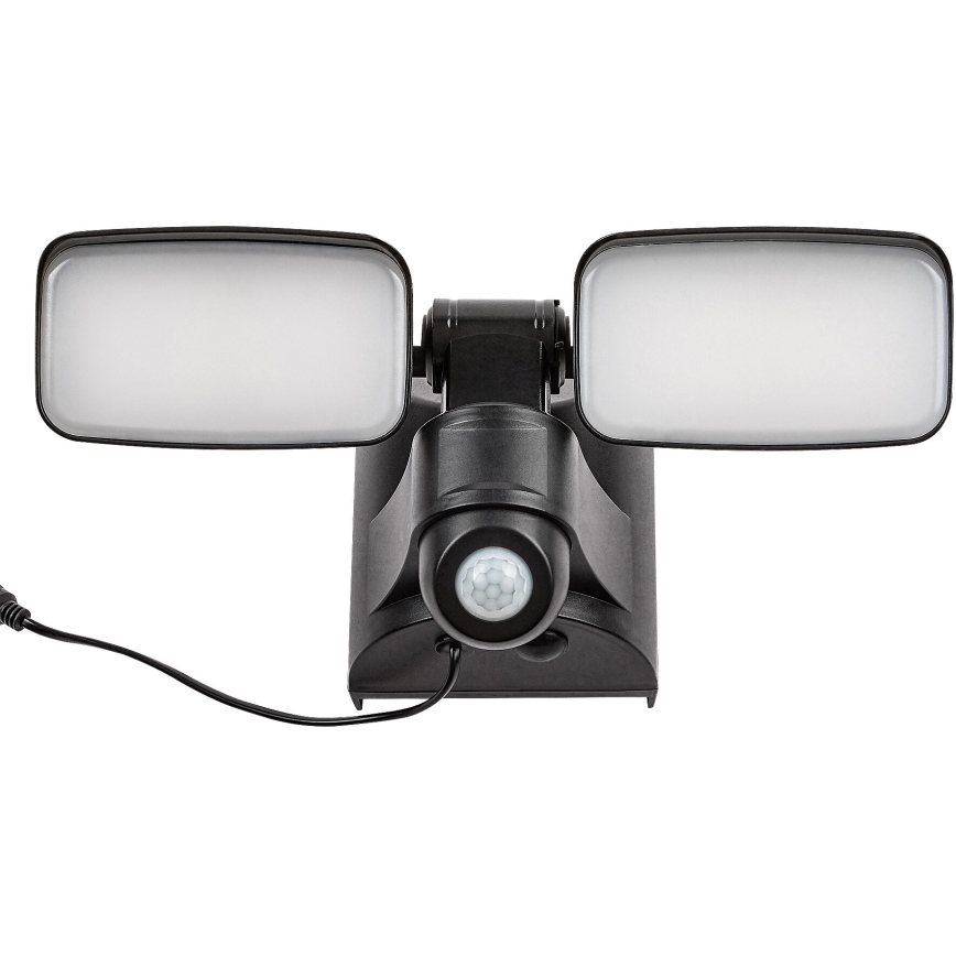 Rabalux - LED Saules enerģijas elastīga sienas lampa ar sensoru un ārējo paneli 2xLED/5W/3,7V IP54 melna