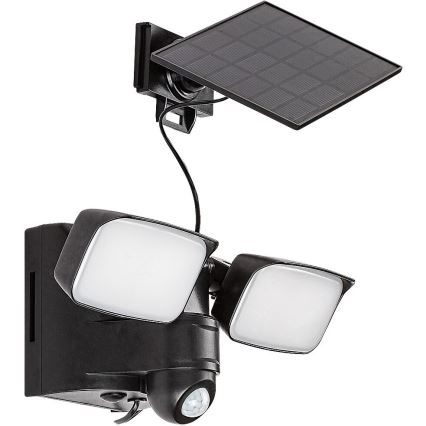 Rabalux - LED Saules enerģijas elastīga sienas lampa ar sensoru un ārējo paneli 2xLED/5W/3,7V IP54 melna