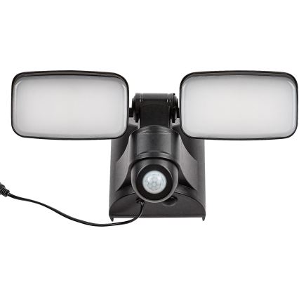 Rabalux - LED saules sienas elastīga lampa ar sensoru un ārējo paneli 2xLED/5W/3,7V IP54 melna 600 mAh