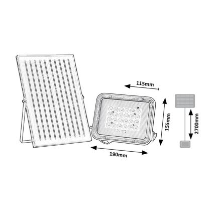 Rabalux - LED Saules enerģijas prožektors LED/6,5W/3,2V 3000/4000/6500K 1000mAh IP65