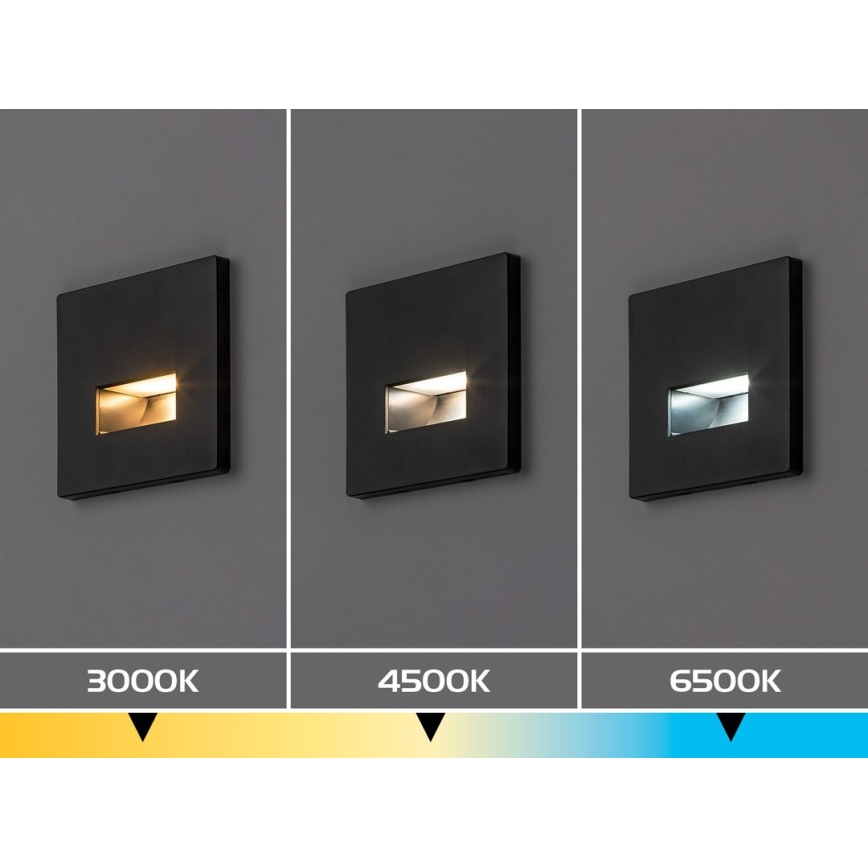 Rabalux - LED kāpņu gaismeklis LED/1W/230V 3000/4500/6500K melns