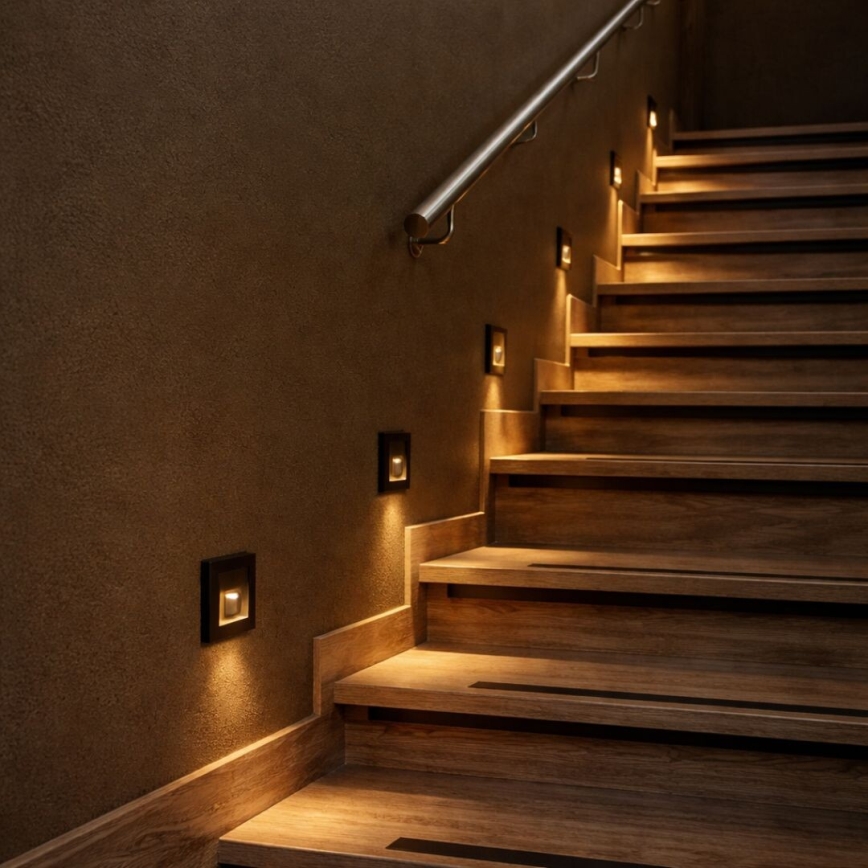 Rabalux - LED kāpņu gaismeklis ar kustības un krēslas sensoru LED/1W/230V 3000/4500/6500K melns
