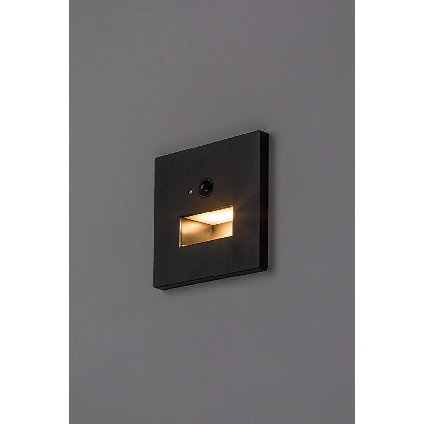 Rabalux - LED kāpņu gaismeklis ar kustības un krēslas sensoru LED/1W/230V 3000/4500/6500K melns