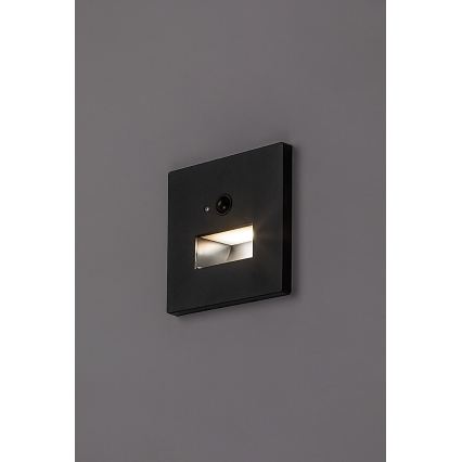Rabalux - LED kāpņu gaismeklis ar kustības un krēslas sensoru LED/1W/230V 3000/4500/6500K melns