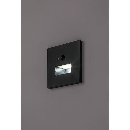 Rabalux - LED kāpņu gaismeklis ar kustības un krēslas sensoru LED/1W/230V 3000/4500/6500K melns