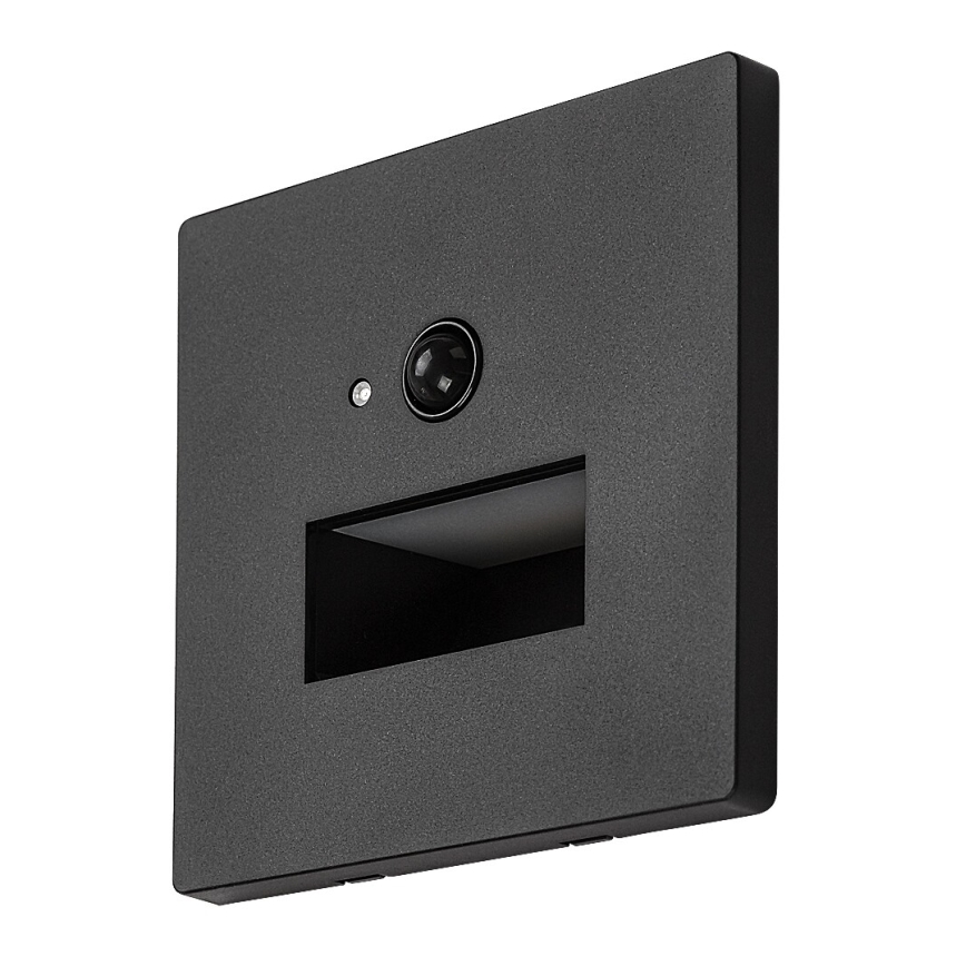 Rabalux - LED kāpņu gaismeklis ar kustības un krēslas sensoru LED/1W/230V 3000/4500/6500K melns