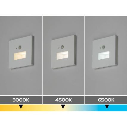 Rabalux - LED kāpņu gaismeklis ar kustības un krēslas sensoru LED/1W/230V 3000/4500/6500K balts