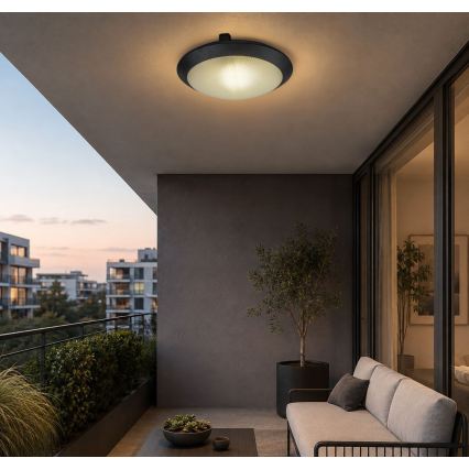 Rabalux - Āra griestu gaismeklis 1xE27/9W/230V IP65 Ø 30 cm melns