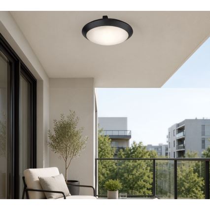 Rabalux - Āra griestu lampa ar kustības sensoru 1xE27/9W/230V IP65 Ø 30 cm melna