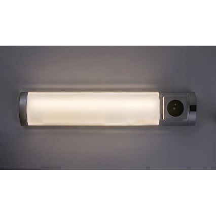 Rabalux - LED Virtuves zem skapīša lampa ar kontaktligzdu LED/5W/230V 4000K 45 cm sudraba