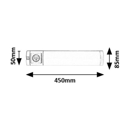 Rabalux - LED Virtuves zem skapīša lampa ar kontaktligzdu LED/5W/230V 4000K 45 cm sudraba