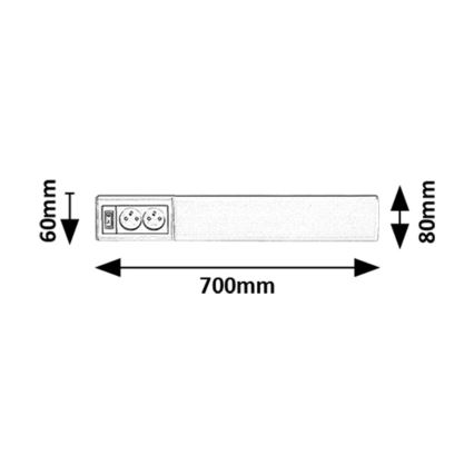 Rabalux - LED Virtuves zem skapīša lampa ar kontaktligzdām LED/15W/230V 4000K 70 cm balta