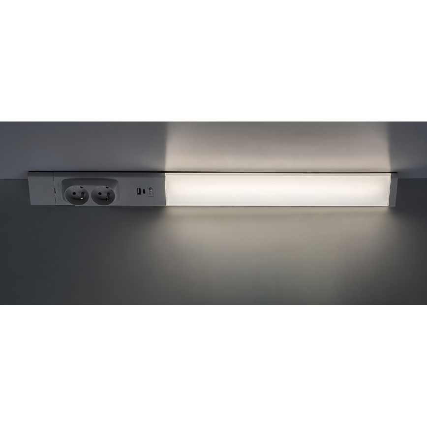 Rabalux - LED Virtuves zem skapīša lampa ar kontaktligzdām LED/18W/230V 4000K 60 cm balta
