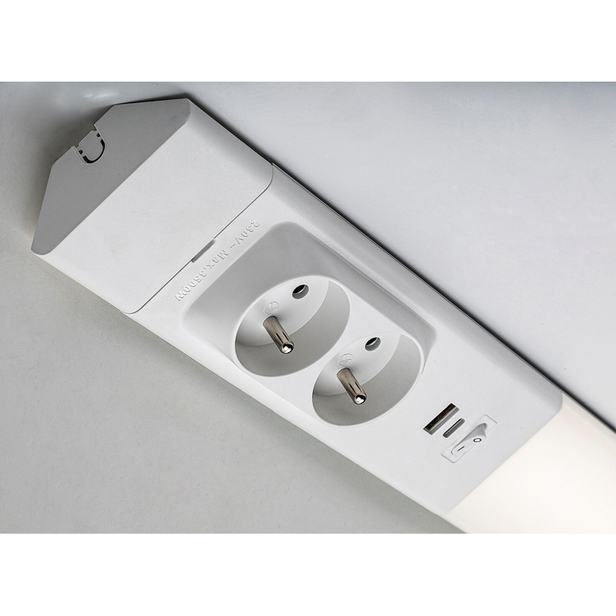 Rabalux - LED Virtuves zem skapīša lampa ar kontaktligzdām LED/18W/230V 4000K 60 cm balta